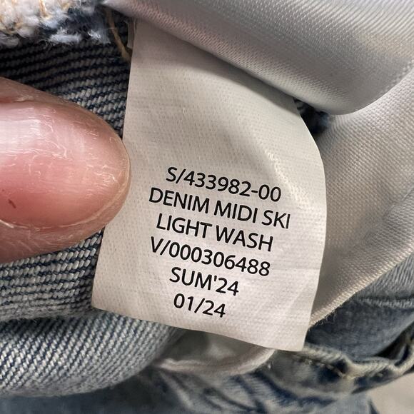 GAP Denim Midi Skirt Plus Size 18 / 34 Blue Light Wash Color Block Cotton Casual - Picture 13 of 13